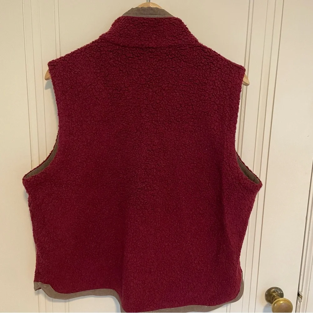 Toad&Co Sheridan Sherpa Wool Blend‎ Burgundy Fleece Vest Size XL